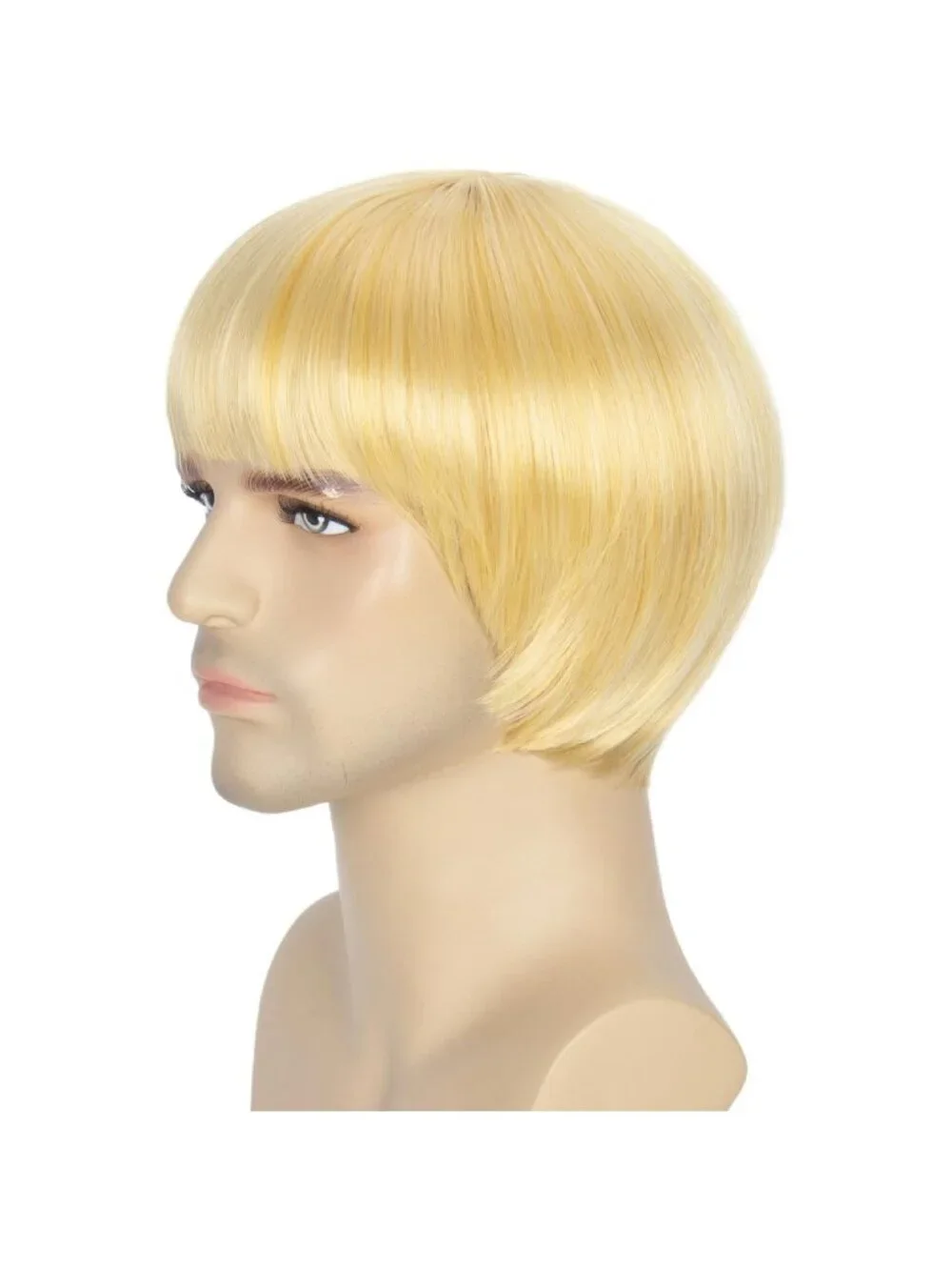 Men's Geige Retro Bowl Cut Straight Synthetic Mushroom Hairpiece Bangs Wig